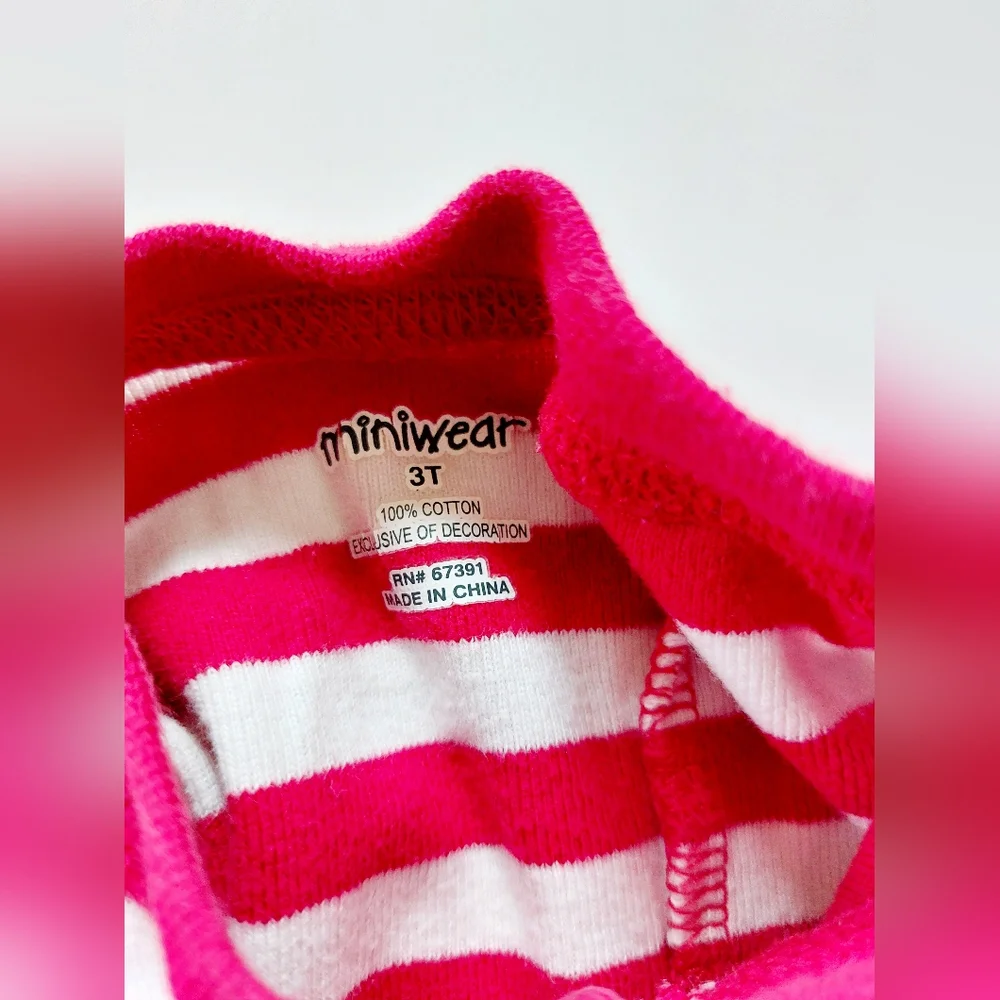 Christmas Pjs Hohoho Red & White Striped with Santa 3T‎
